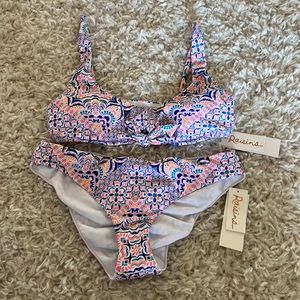 Raisins Fiesta Pant Ruched Bikini Bottoms and Seashell Bra Top Size Medium